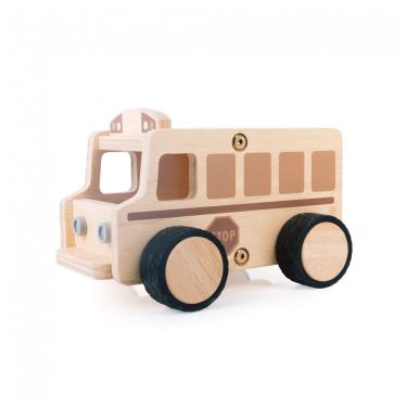 Imagem de Ônibus escolar de madeira Guidecraft Wooden School Bus para brincadeiras de faz de conta e complemento de cantos de blocos