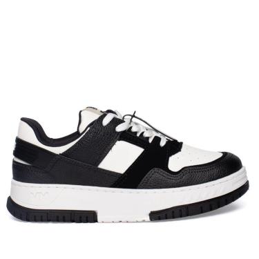 Imagem de Tênis Feminino Via Marte Napa com Recortes Branco/Preto-Feminino