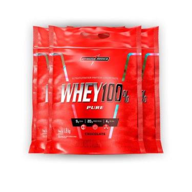 Imagem de Kit 3 Whey Protein 100% Puro Integral Medica Chocolate 1.8Kg - Integra