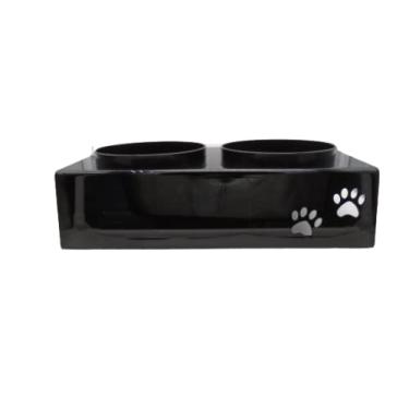 Imagem de Comedouro duplo cães e gatos potes 400ml (Preto com potes preto)