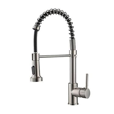 Imagem de Torneira de cozinha de latão 360 graus giratório pull-out torneira de cozinha quente e frio torneira de água preto misturador de pia de cozinha, A10135N, China