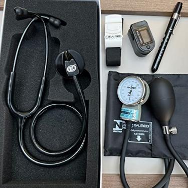 Imagem de Kit Enfermagem Acadêmico Estetoscópio Unisson BIC Garrote Oxímetro Esfigmo e Lanterna Clínica