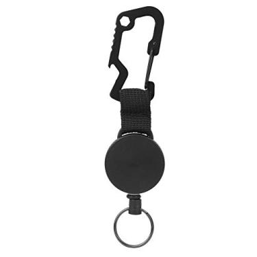 Imagem de AMONIDA Carretel de crachá portátil de aço inoxidável retrátil, chaveiro retrátil, fio de aço inoxidável de longa vida útil para móveis diários em casa