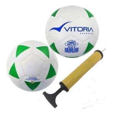 Imagem de 2 Bolas Futsal Vitoria Brx 50 Sub 9 (6 A 8 Anos) + Bomba Ar cor:branco