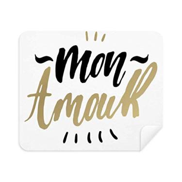 Imagem de Limpador de tela Mon Amour My Love Quote Style Pano de limpeza 2 peças Tecido de camurça