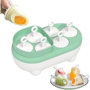 Imagem de Molde de picolé de sorvete de sanduíche, máquina de picolé de silicone sem gotejamento, reutilizável, faça você mesmo, freezer, moldes de cubos de gelo para lanches, iogurte, suco, coquetel, uísque, recipiente de chocolate para comida caseira (verde)