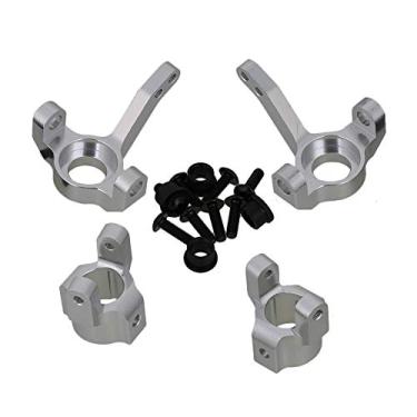 Imagem de Mxfans Silver Al. Upgrade Parts SCX0002 C-Hub Carrier & AX30496 Steering Hub Carrier(L/R) Replacement for AXIAL RC1:10 Off Road Car Pack of 2
