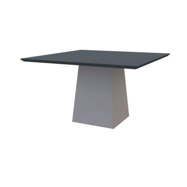 Imagem de Mesa de Jantar Quadrada com Tampo de Vidro Jasmin Cinza e Off White 135 cm