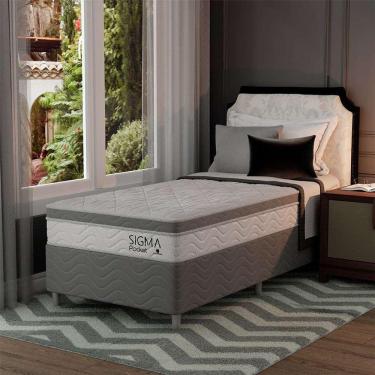 Imagem de cama box com colchão solteirão sigma molas ensacadas (22x108x198) branco e cinza
