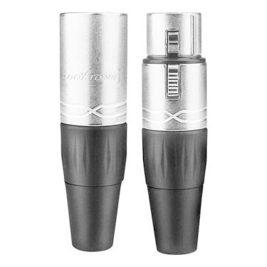 Imagem de Kit Conector XLR Canon Macho/Fêmea Roxtone RX3MP-NT/RX3FP-NT Prateado - 3 Pinos