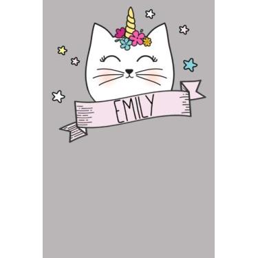 Imagem de Emily: Personalized Name Journal Notebook for Cat and Unicorn Lovers - (Wide Ruled Notebook, 100 Pages, 6x9 inches)