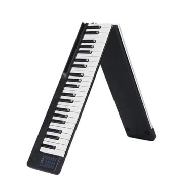 Imagem de teclado eletrônico para iniciantes Portátil 88 Teclas Dobrável Piano Digital Piano Teclado Eletrônico Multifuncional Piano Para Estudante Instrumento De Piano (Size : Bk)