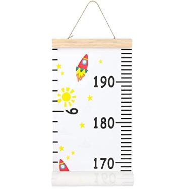 Imagem de MIBOTE Baby Growth Tabela de alturas Régua de mão Decoração de parede para crianças, Tabela de crescimento de altura removível de lona 198 cm x 20 cm, Colorful, Cartoon Patterns