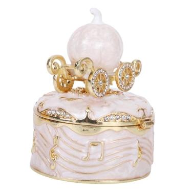 Imagem de Adorainbow Caixa utensílios domésticos góticos jóias anel pote de abóbora de vidro recipiente em forma de abóbora presente de formatura Liga carroça de abóbora presente artesanal branco