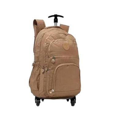 Imagem de Mochila De Rodinha carrinho Adulto Juvenil infantil Em Nylon Tactel Espaço Para Notebook (BEGE)