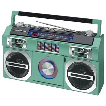 Imagem de Studebaker SB2145TE 80's Retro Street Bluetooth Boombox with FM Radio, CD Player, LED EQ, 10 Watts RMS Power and AC/DC in Teal