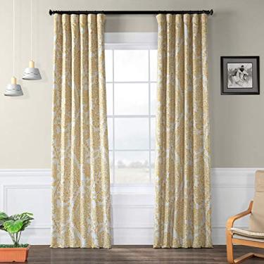 Imagem de HPD Half Price Drapes Cortinas de escurecimento para quarto e sala de estar com estampa floral para quarto e sala de estar (1 painel) 127 cm L x 246 cm, hora do chá, ouro amarelo