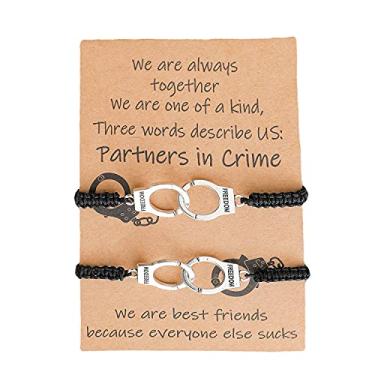 Imagem de Vonluxy Colares Best Friend Partners in Crime para 2-BFF Colar de Amizade Algemas Presentes para Parceiros Mulheres Adolescentes Meninas Melhor Amigo, Metal