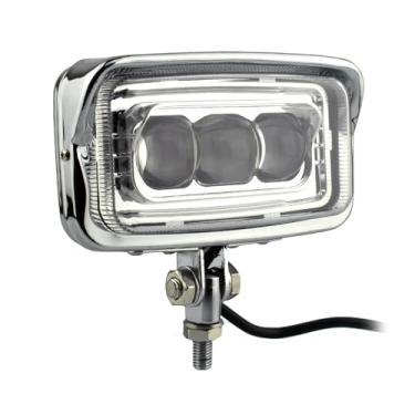 Imagem de Farol de motocicleta vintage vintage com 3 LEDs retro, farol dianteiro, cromado, feixe hi/lo para Chopper Cafe Racer Bobber personalizado Moto