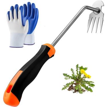 Imagem de MiaoMa Ferramenta extrator de ervas daninhas, ferramenta de remoção de ervas daninhas de artefato de jardim com alça de borracha, ferramentas de remoção de ervas daninhas de aço inoxidável de manganês