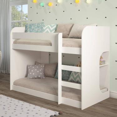 Imagem de Beliche Infantil Montessoriano Fantasia Com 1 Prateleira Mdf Cimol Branco