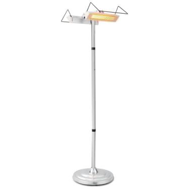 Imagem de Aquecedor Externo Elétrico com Aquecimento de Dupla Face, Proteção Contra Tombamento e Superaquecimento, 110V 1500W, COSTWAY, Prata