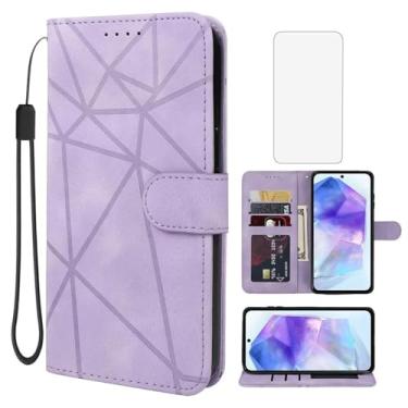 Imagem de Wanyuexes Capa para Galaxy A55 5G, capa carteira para Samsung A55 SM-A556U com protetor de tela de vidro temperado, capa flip de couro PU com suporte para cartão de crédito para Samsung Galaxy A55 5G