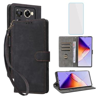 Imagem de IUQXU Capa carteira para celular Infinix Note 40 Pro Plus 5G / Infinix Note 40 Pro com protetor de tela [bloqueio RFID] capa feminina de couro para celular Infinix Note40 Pro + 4G 5G preta