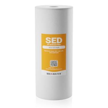 Imagem de Max Water Filtro de água de sedimento de casa inteira de 5 mícrons 25,4 x 11,4 cm | Cartuchos de substituição de filtro de água de poço de polipropileno derretido para DGD-5005, AP810, SDC-45-1001