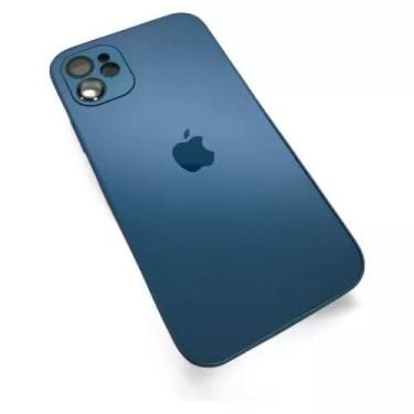 Imagem de Capa Capinha Ag Glass Compatível iPhone 12 Case Luxo Cor Azul
