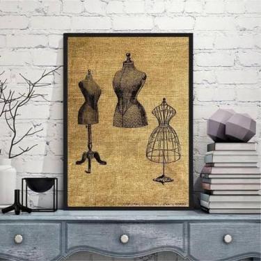 Imagem de Quadro Modelos Manequim De Costura 24X18Cm Moldura Preta - Quadros On-