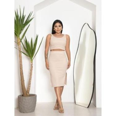 Imagem de Conjunto Saia Lápis Midi e Blusa Aberta nas Costas-Feminino