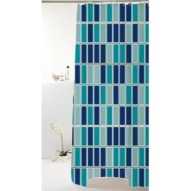 Imagem de Cortina Box Para Banheiro Peva Pastilha Azul 180x160cm -uzoo