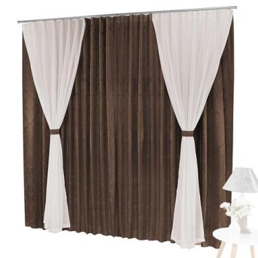 Imagem de Cortina Florata Jacquard  Voal 4m X 2,50m Varão/Trilho Suíço - Rose Jo