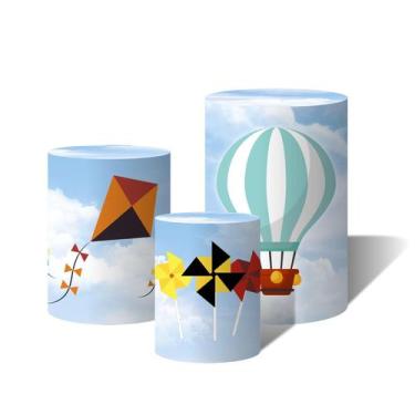 Imagem de Trio Capas Para Cilindro Balões Solzinho Feliz Pipas e Cata-ventos C/ 