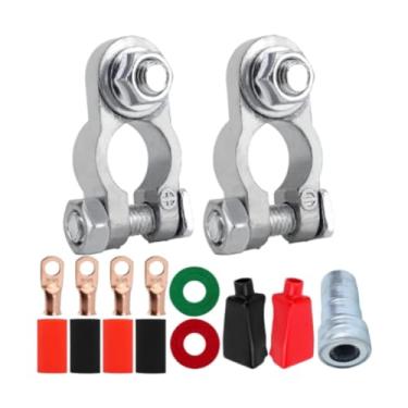 Imagem de QccHieUs Kit de conector de terminal de bateria genérico Terminais de cabo de bateria Fácil instalação Liga de zinco para automóvel RV Carro Van Marinha, 2x0.38 in with Brush