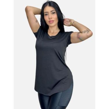 Imagem de camisa feminina blusa tapa bumbum academia - TB modas, Preto, G