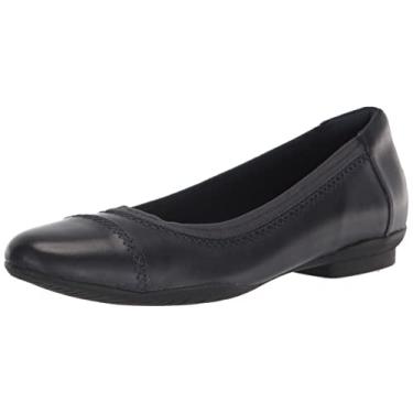 Imagem de Clarks Sapatilha feminina Sara Ballet, Couro marinho, 39