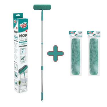 Imagem de Kit Mop Limpa Janelas com Cabo Extensível Flash Limp MOP6071 + 2 Refil
