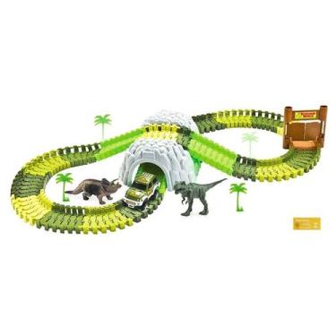 Imagem de Pista Dinossauro Track com Tunel Acessorios 109 Pecas DM Toys Carrinho
