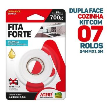 Imagem de 7x Fita Dupla Face Forte Cozinha Áreas Gordurosas 24x1,5 - Adere