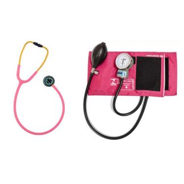Imagem de Estetoscópio Bic Rosa Chiclé + Esfigmomanômetro P.a Med
