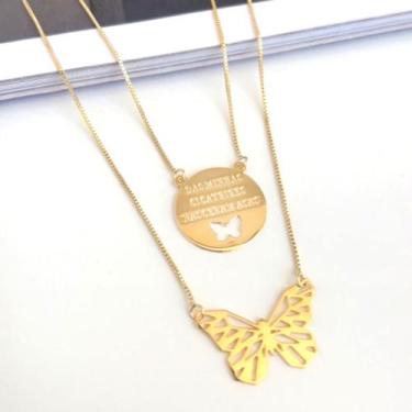 Imagem de Colar Escapulário Folheado a ouro prata 925 dourado prata Borboleta ba