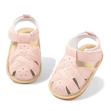 Imagem de Babelvit Sandálias infantis para bebês meninas meninos conforto premium verão ao ar livre casual praia sapatos com laço de flor antiderrapante sola de borracha recém-nascido pré-andador primeiro