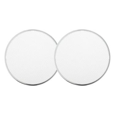 Imagem de ACROPIX Capa universal de grade de alto-falante de carro de 12,7 cm redonda de malha de 5 polegadas caixa protetora de subwoofer revestimento de ferro prateado branco - pacote com 2