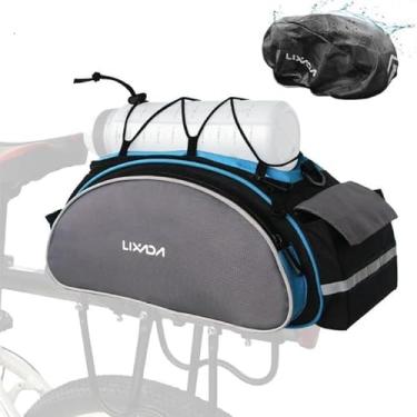 Imagem de Lixada Bolsa para bicicletário com capa de chuva, bolsa de bicicleta de 13 L para suporte traseiro de bicicleta, bolsa de bagageiro à prova d'água, bolsa de bagageiro para assento traseiro de ciclismo