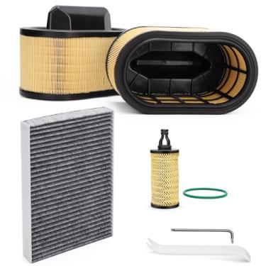 Imagem de 4 peças de filtro de ar do motor + filtro de óleo + filtro de ar de cabine para Maserati Ghibli 2014-2012, 2017-2022 Levante, 2014-2020 Quattroporte substitui # 670001545, 670005021, 000311401