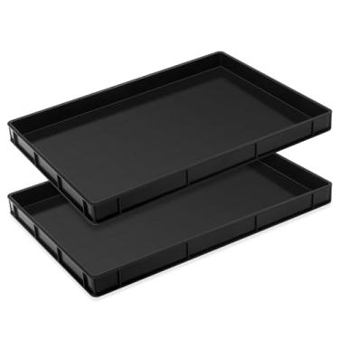 Imagem de Baderke Bandeja de drenagem de óleo de 61 x 39 cm para troca de vazamento, mini geladeira, bandeja coletora de plástico para mini geladeiras, máquinas de ar condicionado, embaixo do carro (2 peças,