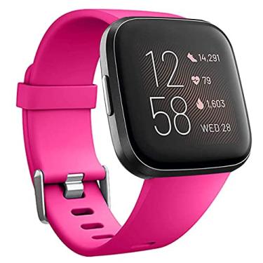 Imagem de Pulseiras de substituição compatíveis com Fitbit Versa/Versa 2/Versa Lite, pulseira de silicone ajustável clássica acessório pulseiras fitness para mulheres e homens, pequena e grande