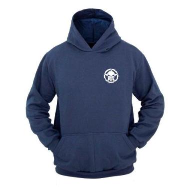 Imagem de Moletom Masculino Canguru Com Capuz Estampa Caveira - Ragor, M, Azul